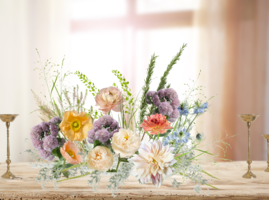 Floral Cluster with Candle Sticks