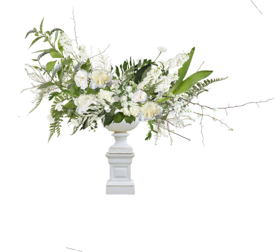 white woodland ceremony arrangement